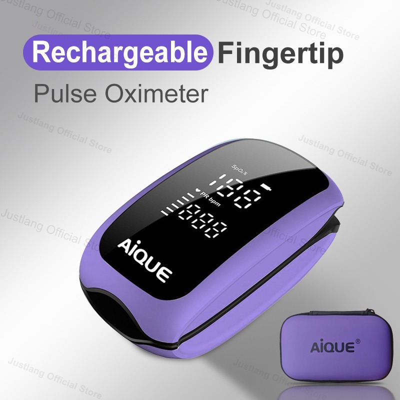 Pulse Oximeter Fingertip Rechargeable - AiQUE violet oxymètre Rechargeable sangle médicale