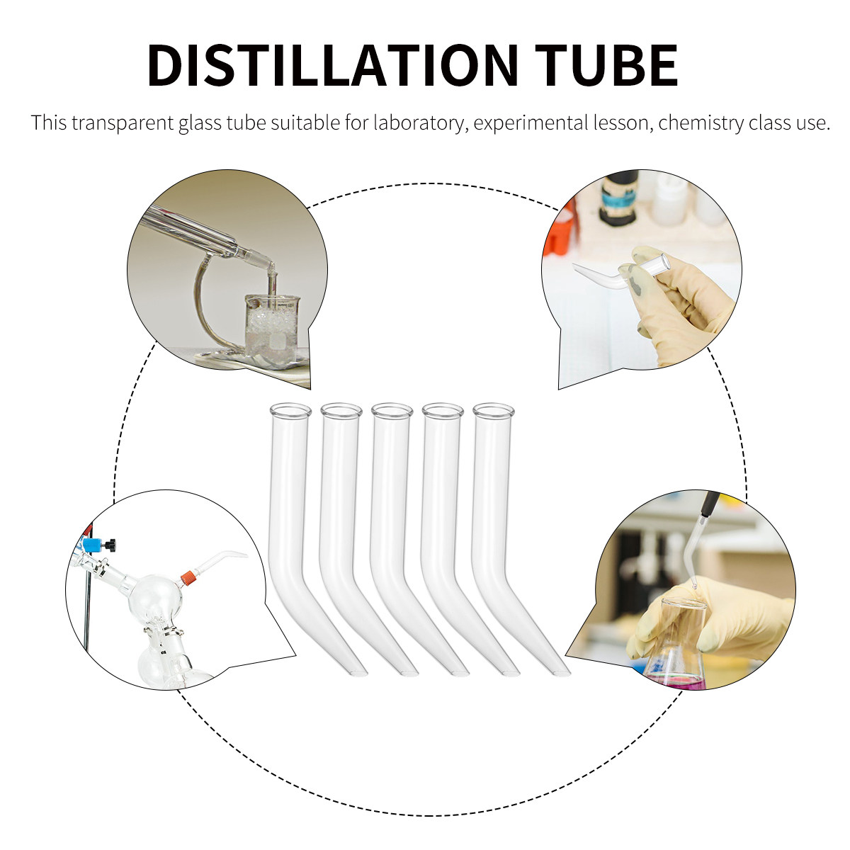 Lab Equipment - Tube de distillation en verre transparent