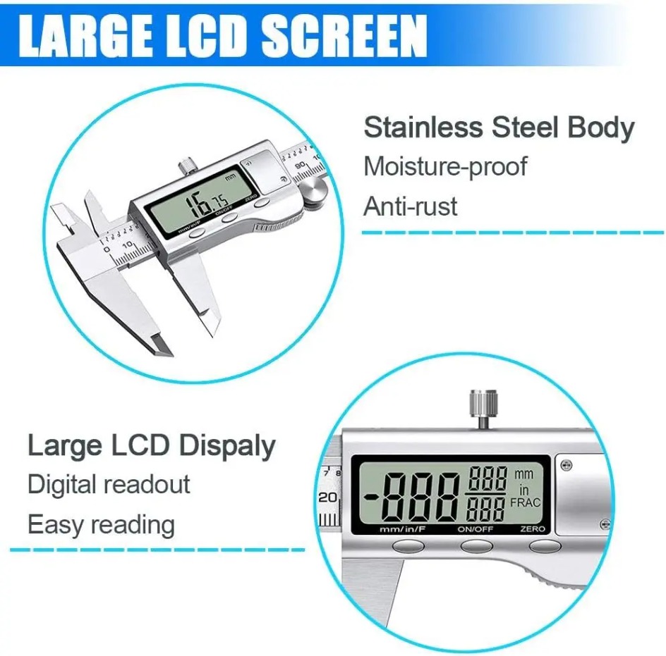 Digital Caliper 150Mm Stainless Steel - Pied à coulisse électronique de précision