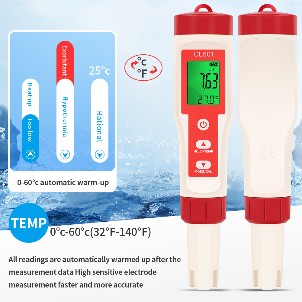 PH/CL2/H2/ORP/compteur de temp - Ph Meter Digital Water Tester avis et prix